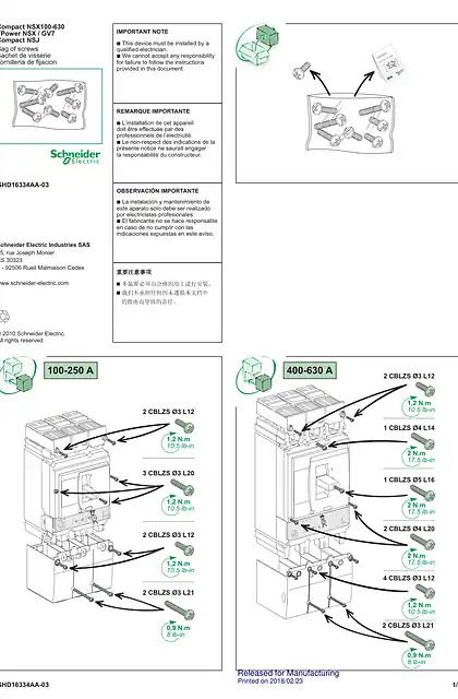 schneider施耐德ComPact NSX_NSJ_ FPower NSX_GV7 - sachet de visserie - 说明页
